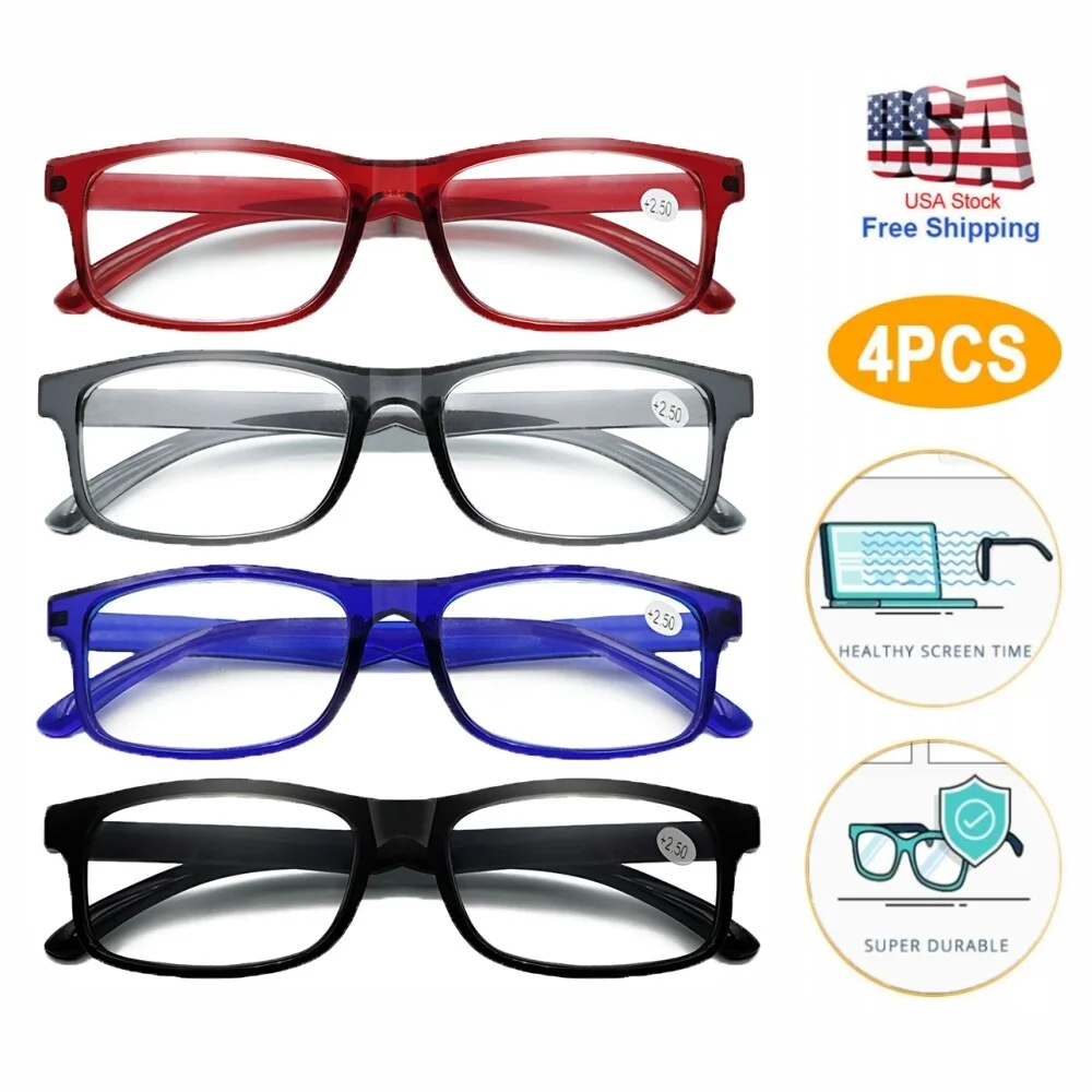 Blue Light Blocking Reading Glasses Men Women CR39 Lenses Prescription Eyewear TR90 Anti Fatigue Computer Eyeglasses Frame