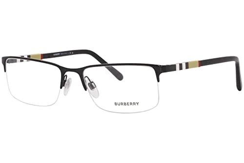BURBERRY BE 1282 1001 Black Palladium Metal Semi-Rimless Eyeglasses 55mm… 1