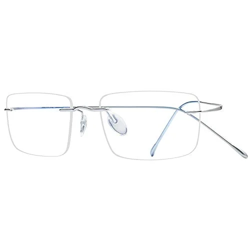 FONEX Titanium Glasses Frame,Rimless Frameless Optical Eyewear Eyeglasses for Men and Women F85634 (Silver) 4