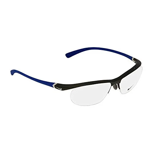 Nike Eyeglasses Frames 8098 078 Black Gunmetal Grey Blue Rectangular 56-16-140