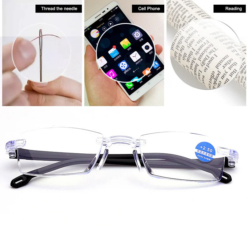 Rimless Blue Light Blocking Reading Glasses Men Women Computer Myopia Lens Eyewear Metal Frameless Prescription Eyeglasses Frame 2